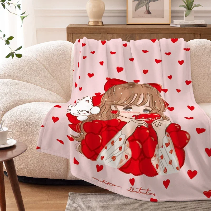 Bed Blanket Sofa Winter M-Mikko Lovely Warm Knee Fleece Camping Custom Nap Fluffy Soft Blankets Microfiber Bedding King Size