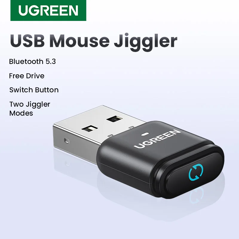 UGREEN Mouse Jiggler USB Wireless Bluetooth Dongle Adapter Mouse Mover with Switch Button, Shaker 2 Jiggle Modes, Keep PC Awake