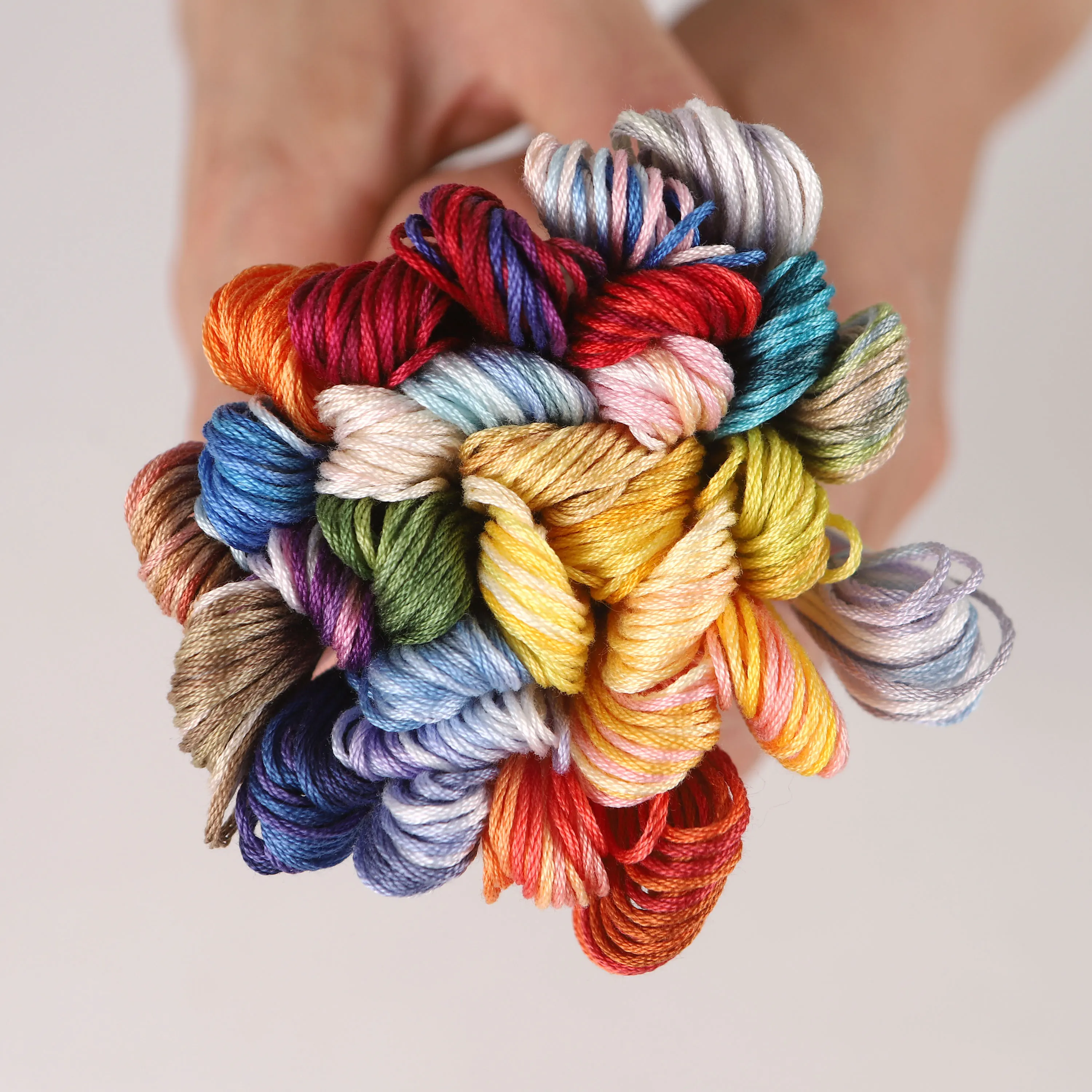 6 Skeins per Pack Variegated Mercerized Egyptian Cotton Embroidery Floss 8.75 Yards Mouline Variation Cross Stitch Thread 30SKU