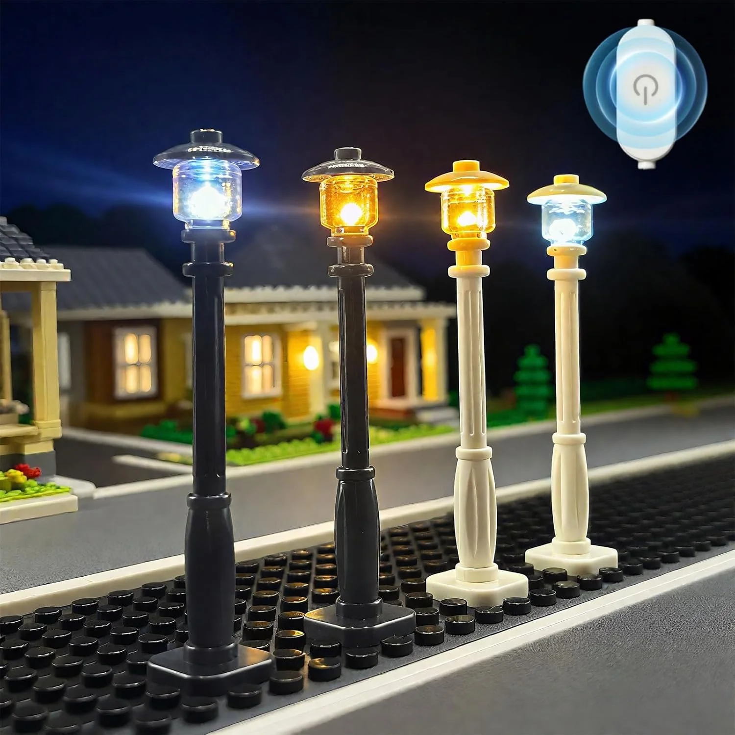 

10pcs LED luminous city street lamp,USB powered building block lamp,MOC lighting accessories，Without electricity，Touch version