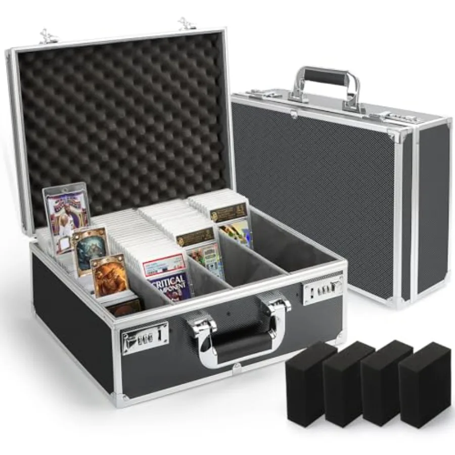 

Коробка для хранения коллекционных карт, вмещает 170+ слэбов PSA/GMA или 680+ топлоудеров, 4-рядная коробка для хранения спортивных карт, подходит для карт 3x4 дюйма.