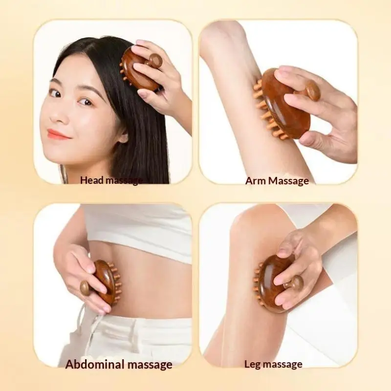 Wood Therapy Massage Comb Hand Polished Natural Sandalwood Scalp Massager for Women Men Hair Growth Stimulation