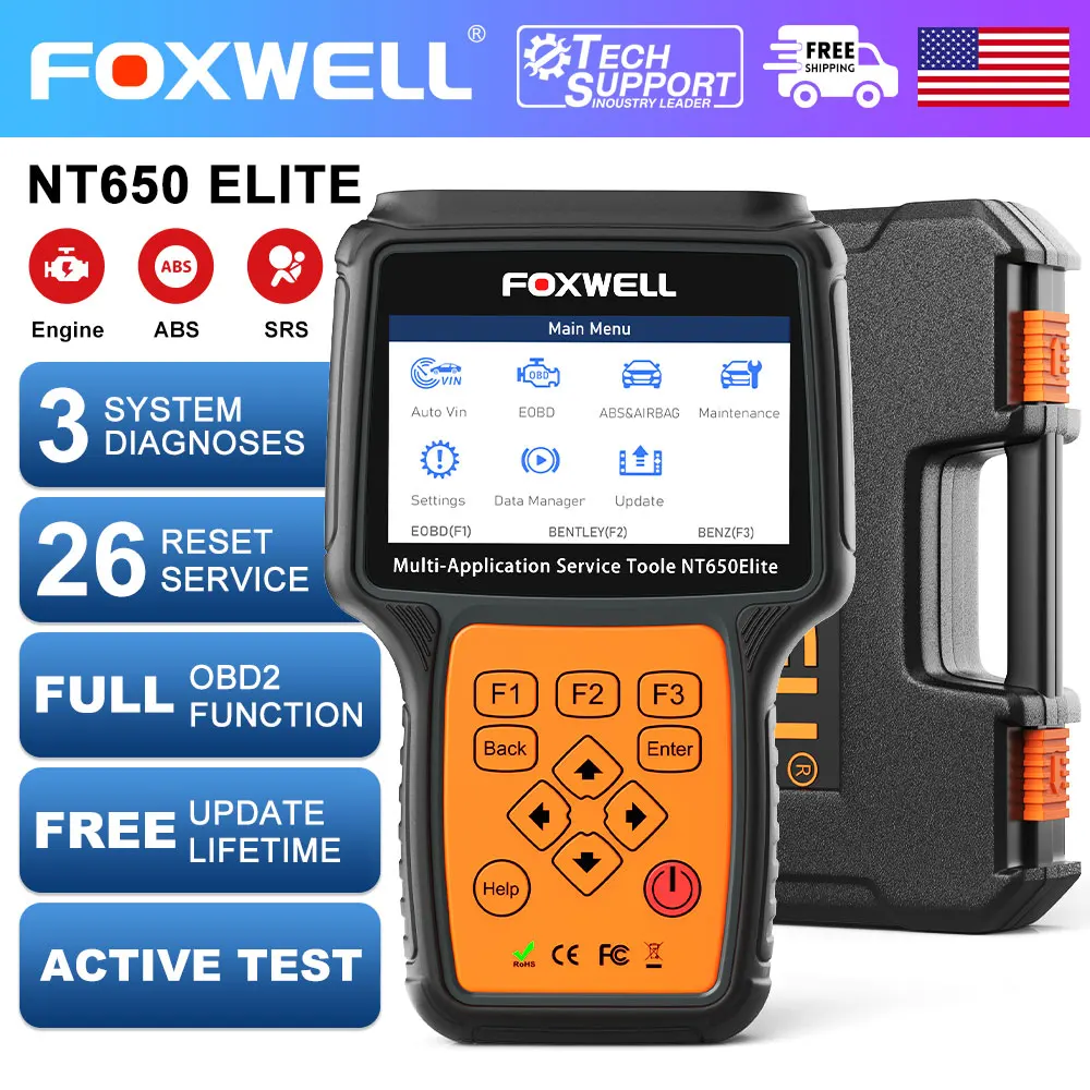 FOXWELL OBD2 Scanner Full System Diagnostic Tool with ABS Bleeding Active Test 26+ Reset Functions Bi-Directional Control Auto VIN Live Data TPMS EPB DPF Oil Reset Car Code Reader