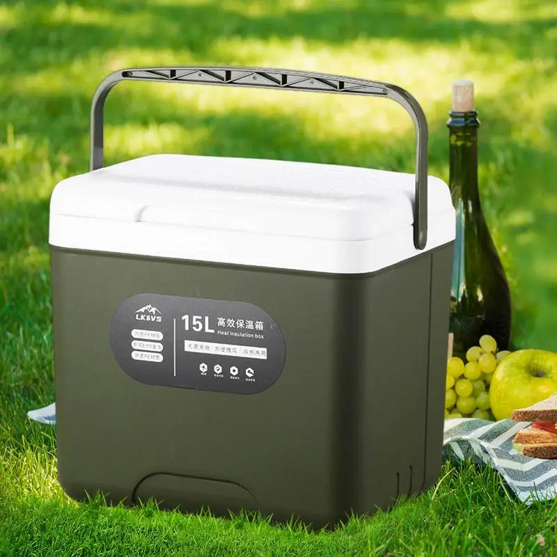 

Car Small Freezer Ice Box 15L Large Capacity Insulated Box Portable Camping Picnic Food Preservation Boxes Fishing Ice Bucket