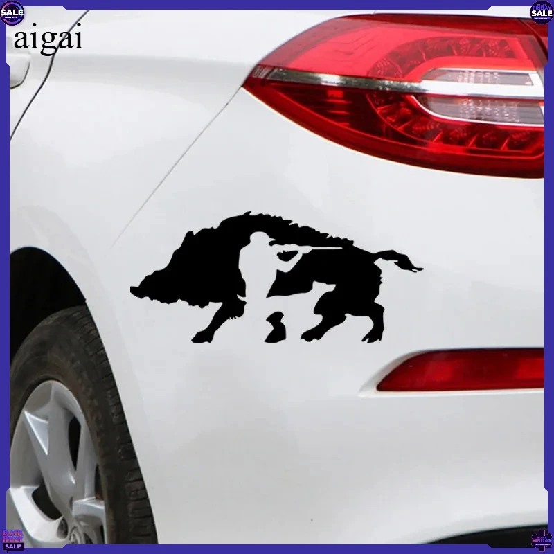 15cm/21 Car Sticker Creative Hunting Wild Boar Decals Fashion Auto Accessories PVC Body Decoration Sunscreen Cover Scratch Decal