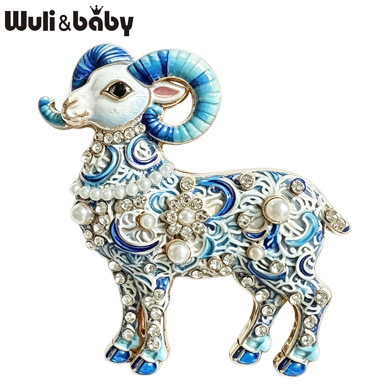 Wuli&baby Beautiful Sheep Brooches For Women Unisex 6-color Colorful Sheep Goat Zodiac Animal Brooch Pins New Year Fashion Gifts