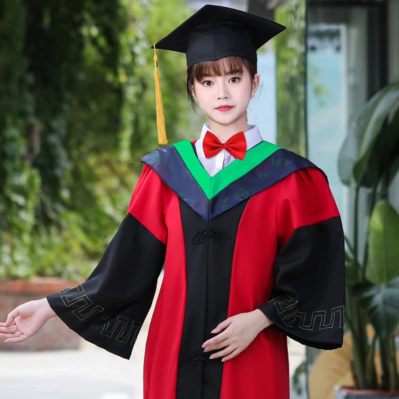 Abschlusskleid und Mütze, Anzüge für Bachelor, Unisex, Abschlusskleider, College-Abschlusskappen mit Quaste + Kleid, Stola für Damen und Herren