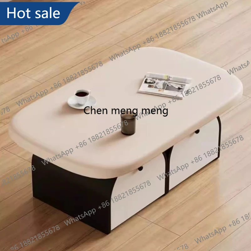 

MM02 Nordic Cream-Style Coffee Tables Modern Solid Wood Storage Living Room Coffee Table Creative Minimalist Home Furniture