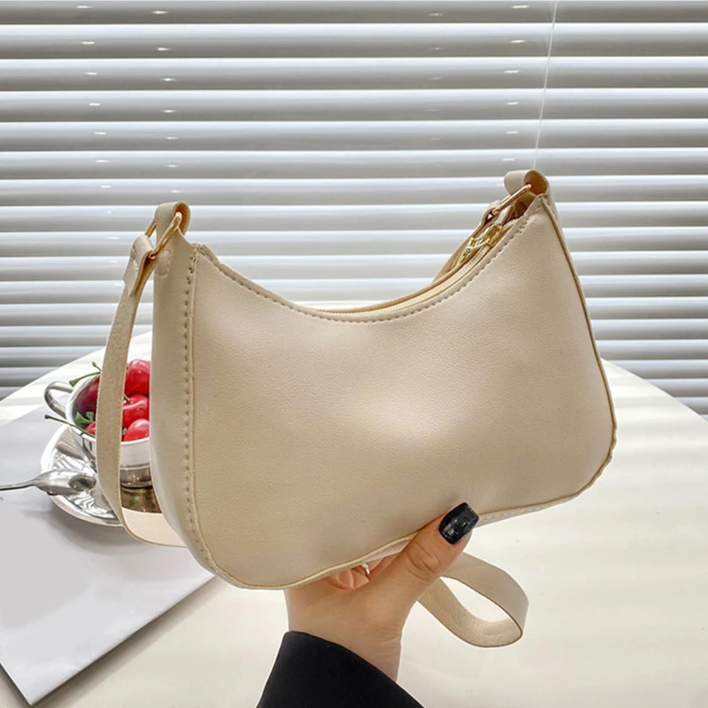 Retro einfarbig pu Leder Schulter Achsel Tasche Damenmode Handtaschen Hobos Geldbörsen und Handtasche Damen Umhängetaschen – Detail 26