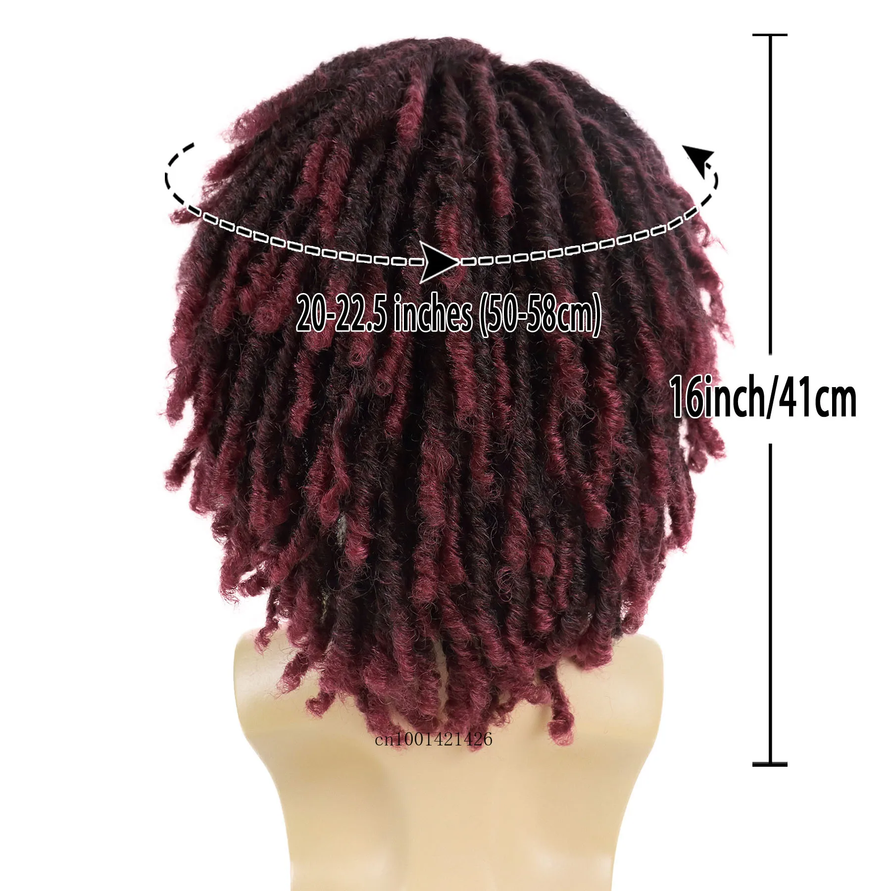 Synthetic Ombre Red Wig Rasta Hair Mens Dreadlock Wigs Medium Length Colly Braided Wigs for Man Guys Fake Dreads Faux Loc Wig