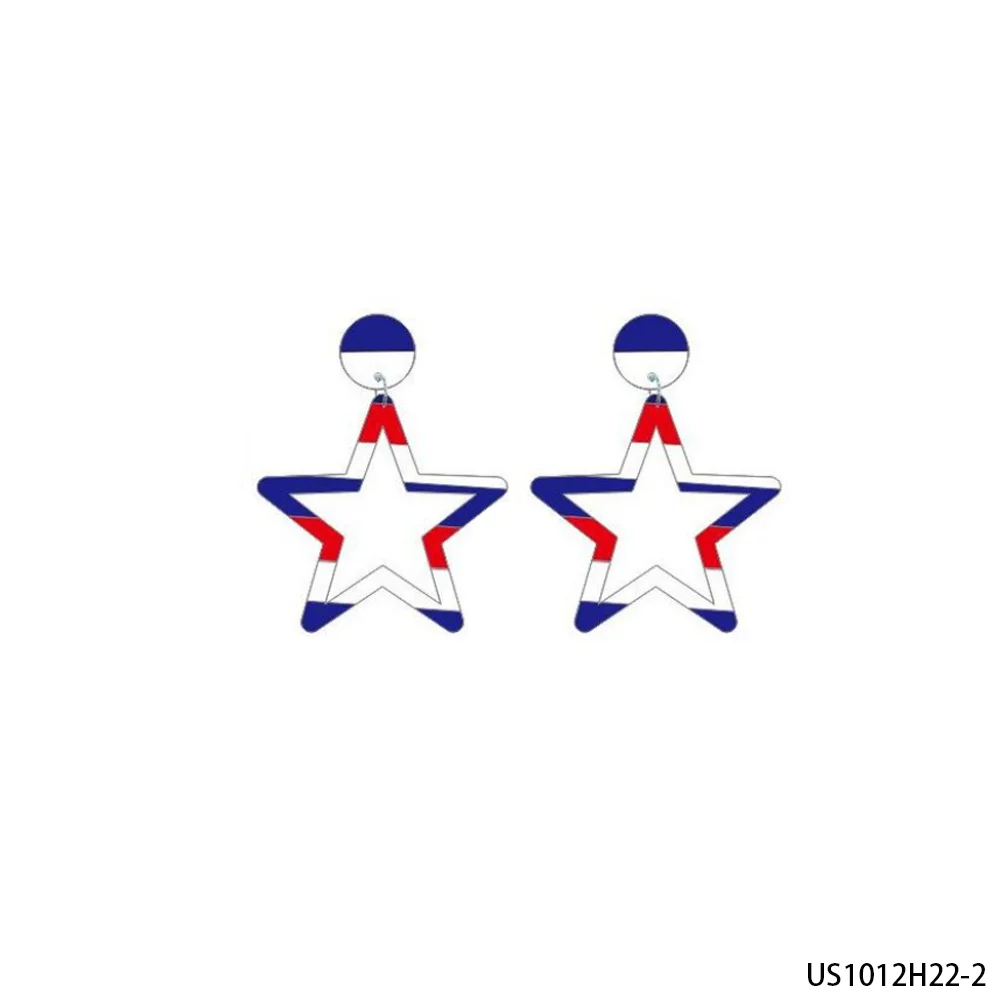 PESENAR Independence Day themed red, white, and blue contrasting star shaped earrings, personalized party earrings.