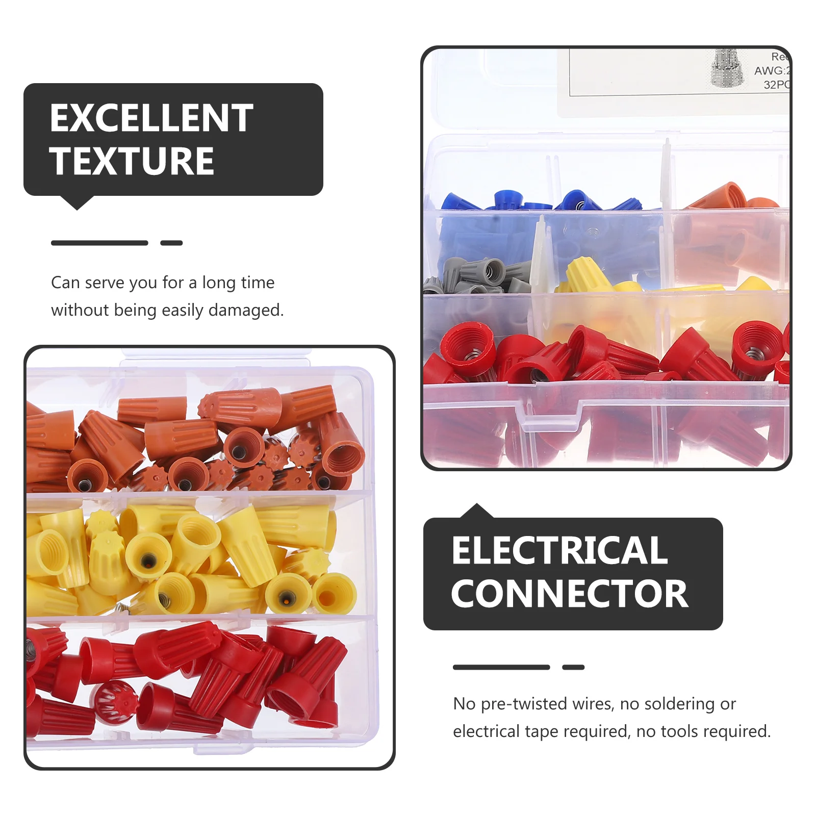 

160Pcs Waterproof Wire Connectors Electrical Cable Connectors No Tools Required for Car Marine Wiring