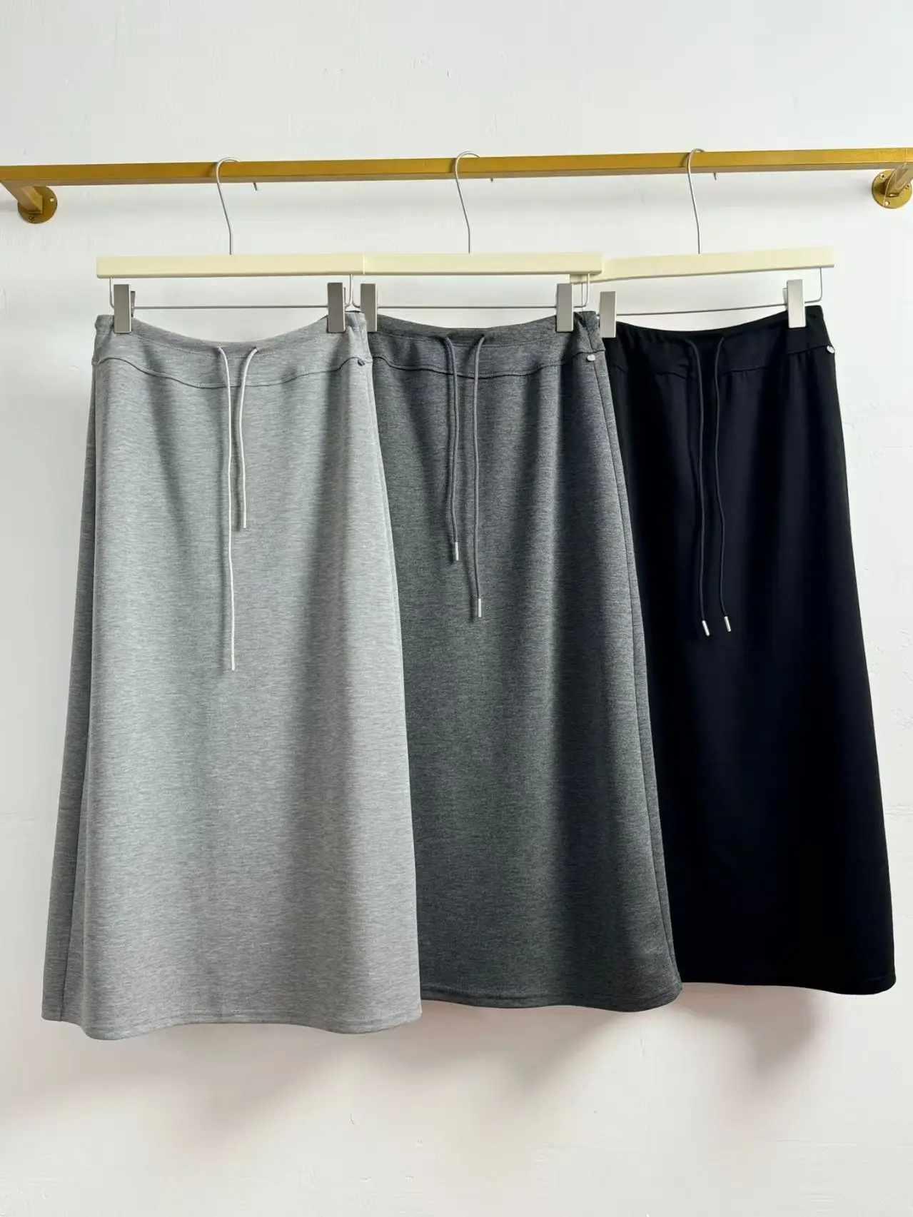 Satin Skirts for Women Korean Style Champagne Office High Waist A-line Skort Fashion Elegant Solid Long Pencil Skirt Silk Like