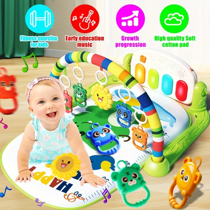 Hot Sale New IN 2024 Baby Gymnastic Rack Music Harmonium Toys 0-36 Months Newborn Baby Piano Game Mat Harmonium