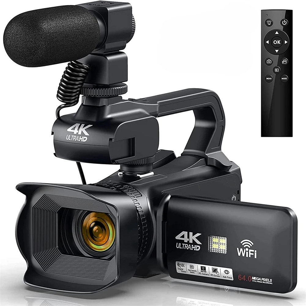 

64MP Full HD 4K Live Streaming Video Camera Camcorder WIFI Vlogging For Tiktok Youtube 18X Zoom Rotate Touch Screen Recorder