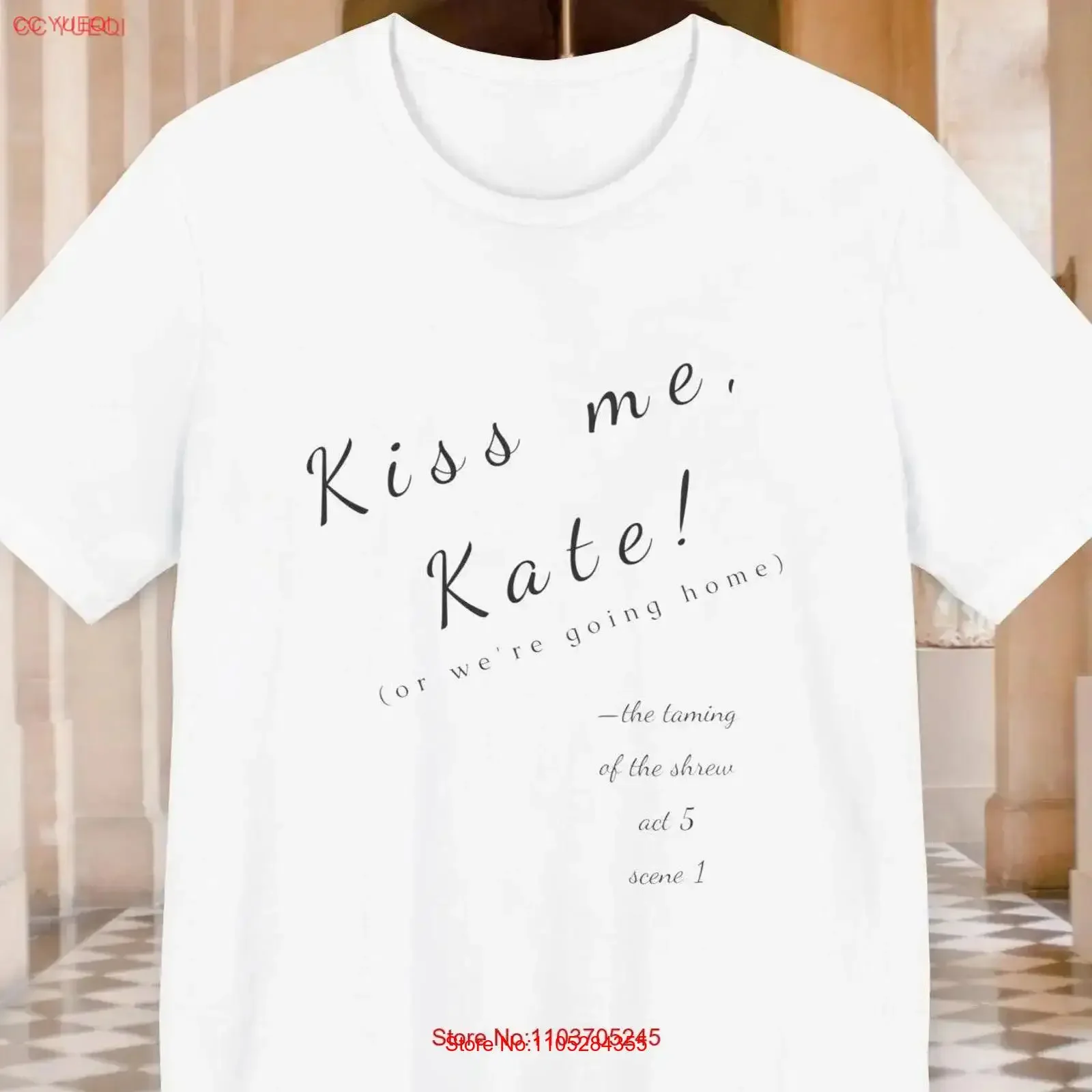 Shakespeare Funny T Shirt Kiss me Kate The Taming of Shrew vintage Washed streetwear Stretched graphic Versatile fashion
