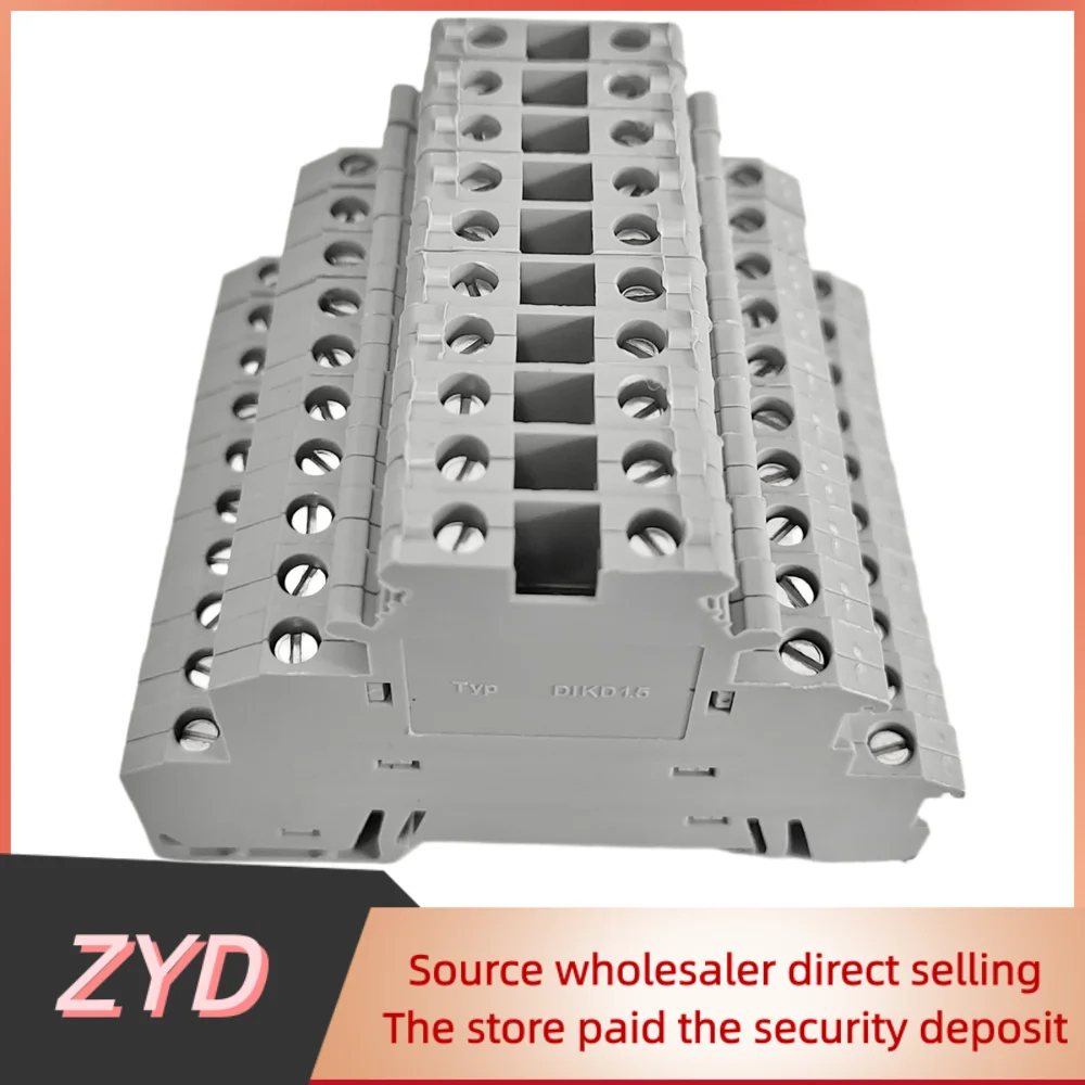 ZYD 10pcs DIKD-1.5 UK Three-layer Wiring Terminal DIKD1.5 Sensor Terminal 0.2-2.5mm Wire Rail Type Screw Terminal Block