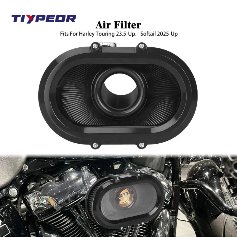 TIYPEOR Clear Cover High Flow 6061 Air Intake Filter 1 Year Warranty Road/Street Glide CVO121 M8 117 2023-2025