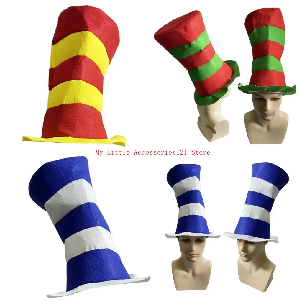  Eye Catching Stripe Hat Cosplay Witch Hat Magical Wizard Hats Costume Hat
