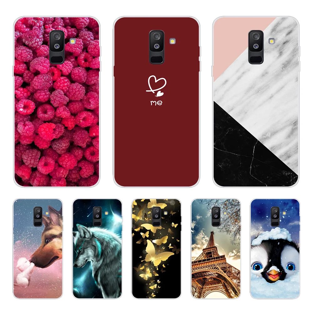 Floral Case For Samsung A6 2018 Cover A 6 A600F Soft Silicone TPU Phone Case For Samsung Galaxy A6 Plus 2018 A605 A605F Case Cat