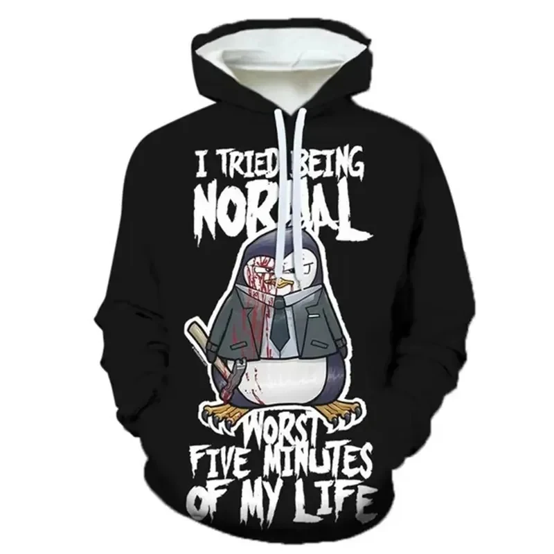 Autumn Psycho Penguin 3D Print Hoodies Men Women Fashion Casual Sweatshirts Oversized Hoodie Pullovers Tracksuit Clothing