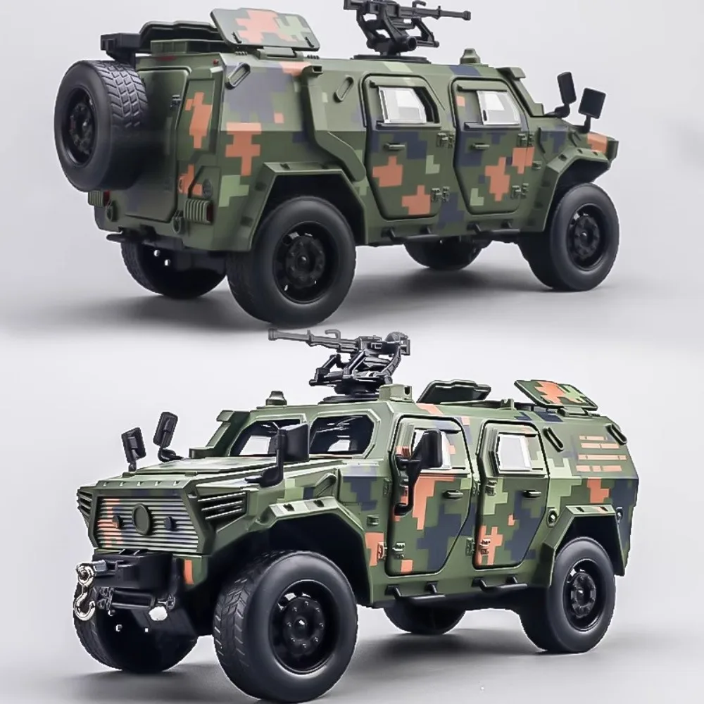 

1:20 Dongfeng Mengshi Car Model Toy Metal Diecast High-end Version Armored Vehicle Sound Light Off-road Vehicle Ornaments Gift