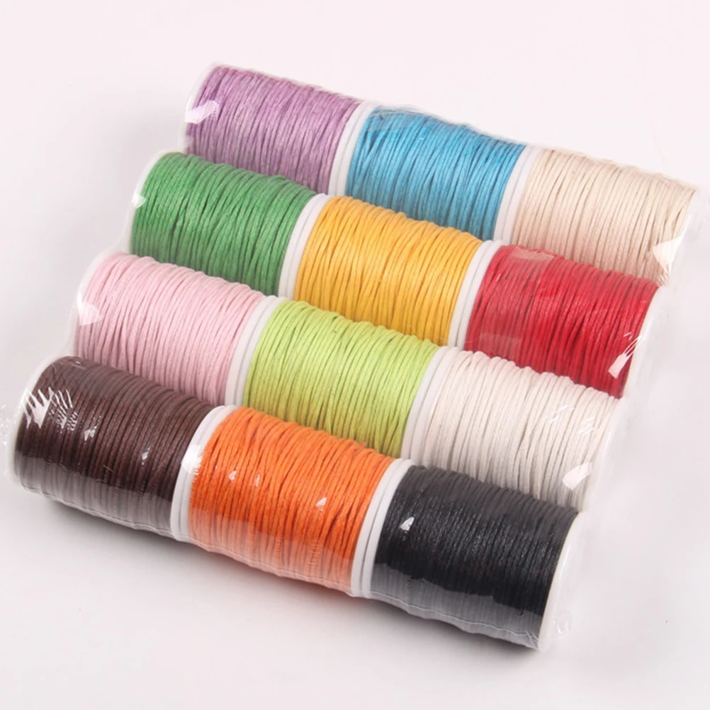 

12 Pcs Bracelet Braided Rope Cotton Wax Line Satin Shiny Cord Colorful Knitting