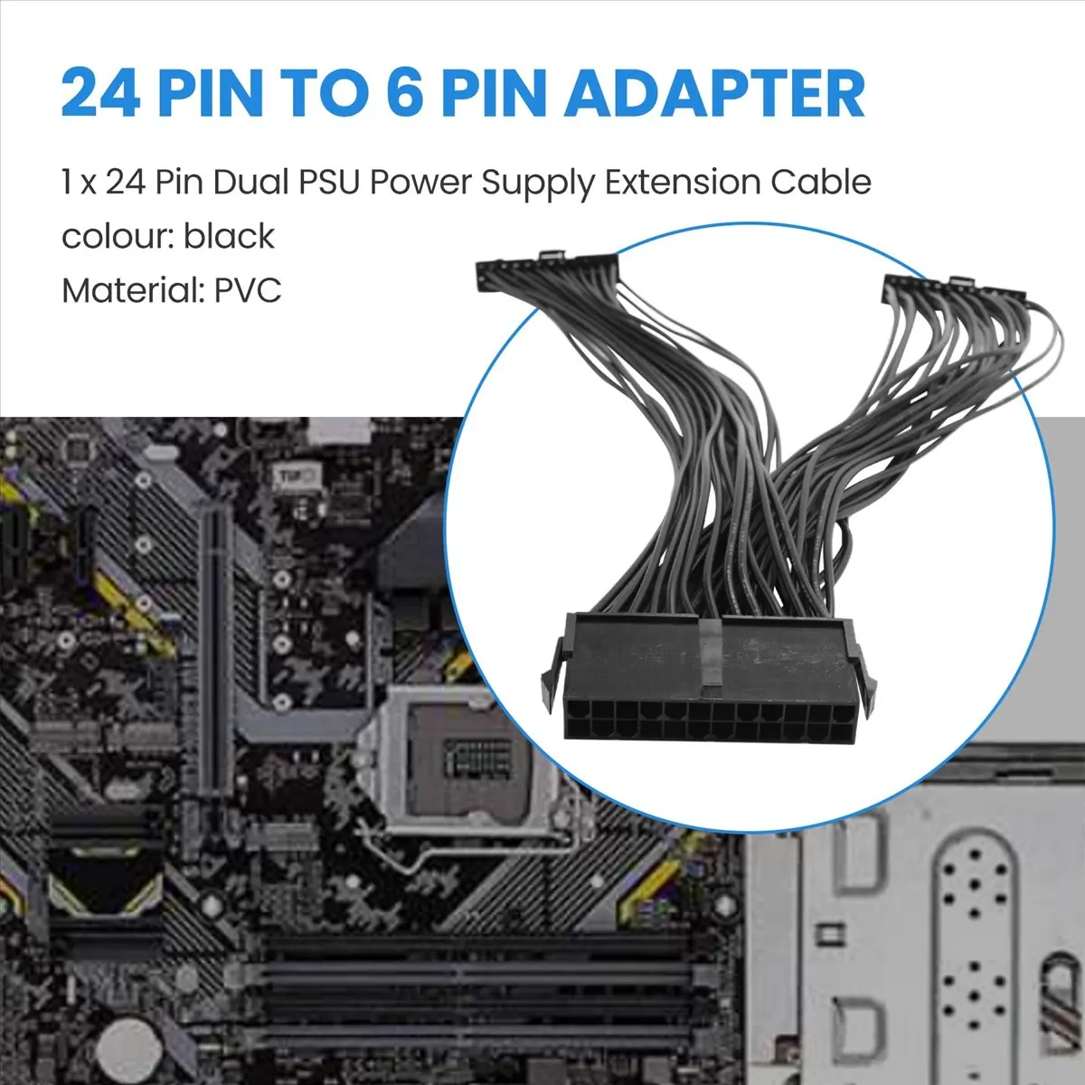 AS62 Dual PSU Power Supply 24-Pin ATX Motherboard Splitter Cable,24Pin(20+4) for ATX Motherboard Extension Cable