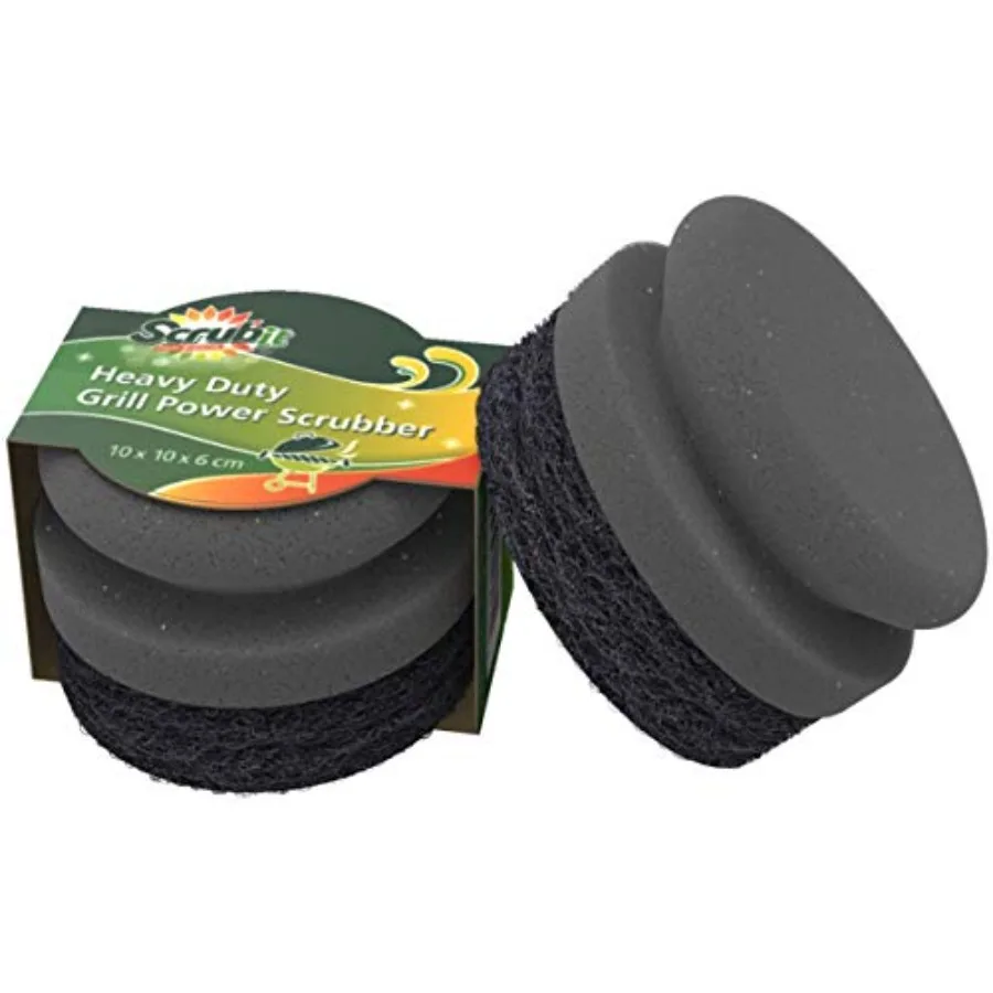 Grill Cleaning Brush - Grill Sponge Bristle Free BBQ Cleaner with Heavy Duty Scrubber Pad, Safe Cast Iron and Griddle Scraper P
