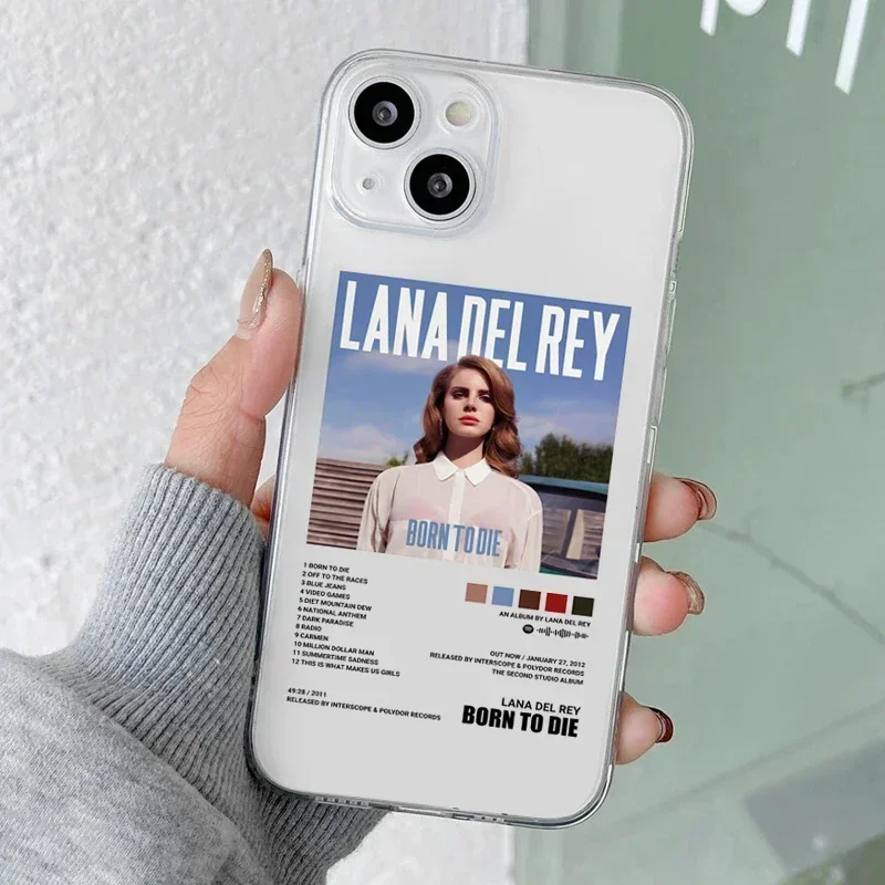 Singer Lana Del Rey Poster Phone Case for IPhone 13 12 14 15 16 Pro Max 11 XSMAX 7 SE2 X 8Plus Shockproof Clear Soft Cover Coque