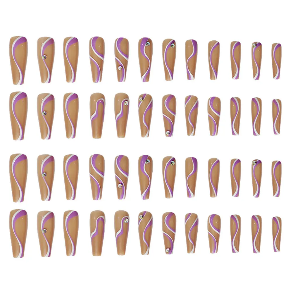 48 pçs caixão superior plano unhas falsas elegante cobertura completa dicas de unhas falsas para profissional diy decoração da arte do prego unhas falsas longas