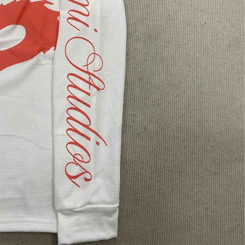 Y2K-Trend: Locker geschnittenes Langarmshirt mit Rundhalsausschnitt in dunklen Retrofarben, das einen stilvollen, lässigen Look erzeugt. – Detail 3