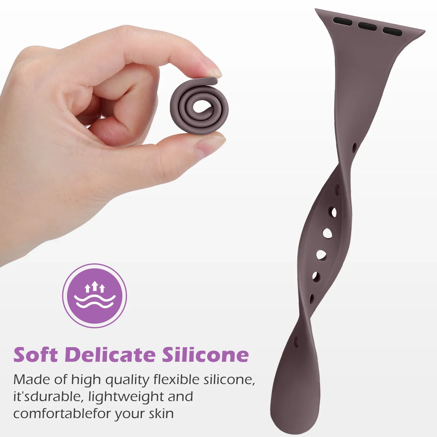 Модный силиконовый ремешок для Apple Watch, ремешок для iwatch women 10/9/8/7/6/5/4/3/2 SE slim 38 мм 40 мм 41 мм 42 мм 44 мм 45 мм 46 мм 49 мм