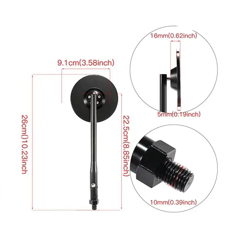 1Pair Blue Mirror Universal 10MM Motorcycle Rearview Mirrors Retro Scooter Side Mirror Modification Reflector Mirror