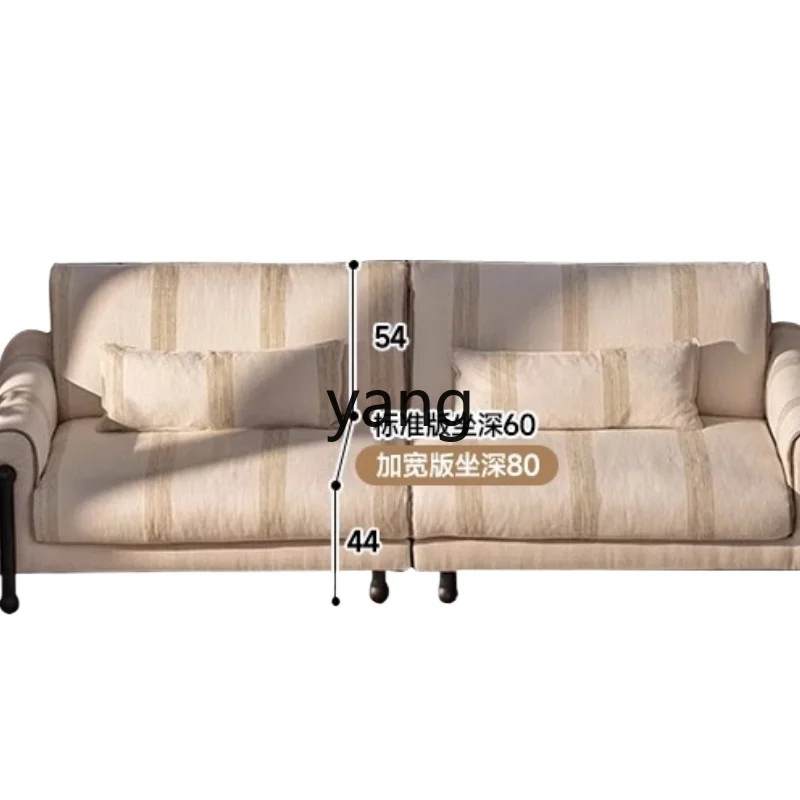 

Lmm retro striped removable washable cotton and linen fabric sofa solid wood living room small apartment straight row