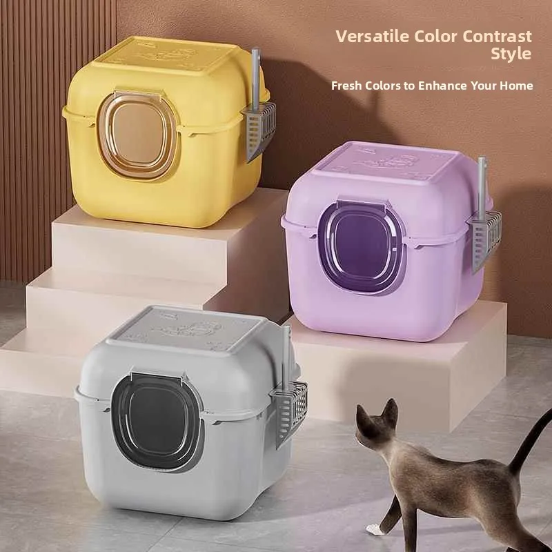 

Large Size Litter Box Full Enclosure Odor Control Toilet Spla Proof with Sand Separator Pet Odor Control Poop Pan