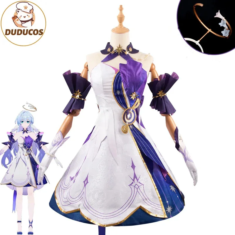 

DUDU R Robin Косплей Костюм Платье Парик Honkai Star Rail Униформа Головные Уборы Серьги Певица Воскресенье Хэллоуин Вечеринка для Женщин Реквизит