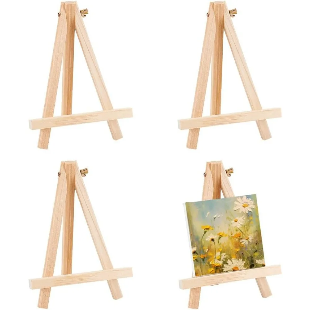 4 Pcs 8 Inch/20cm Wood Easels Foldable Wood Triangle Easel Tabletop Painting Display Easels A-Shaped Easel Stand making kit