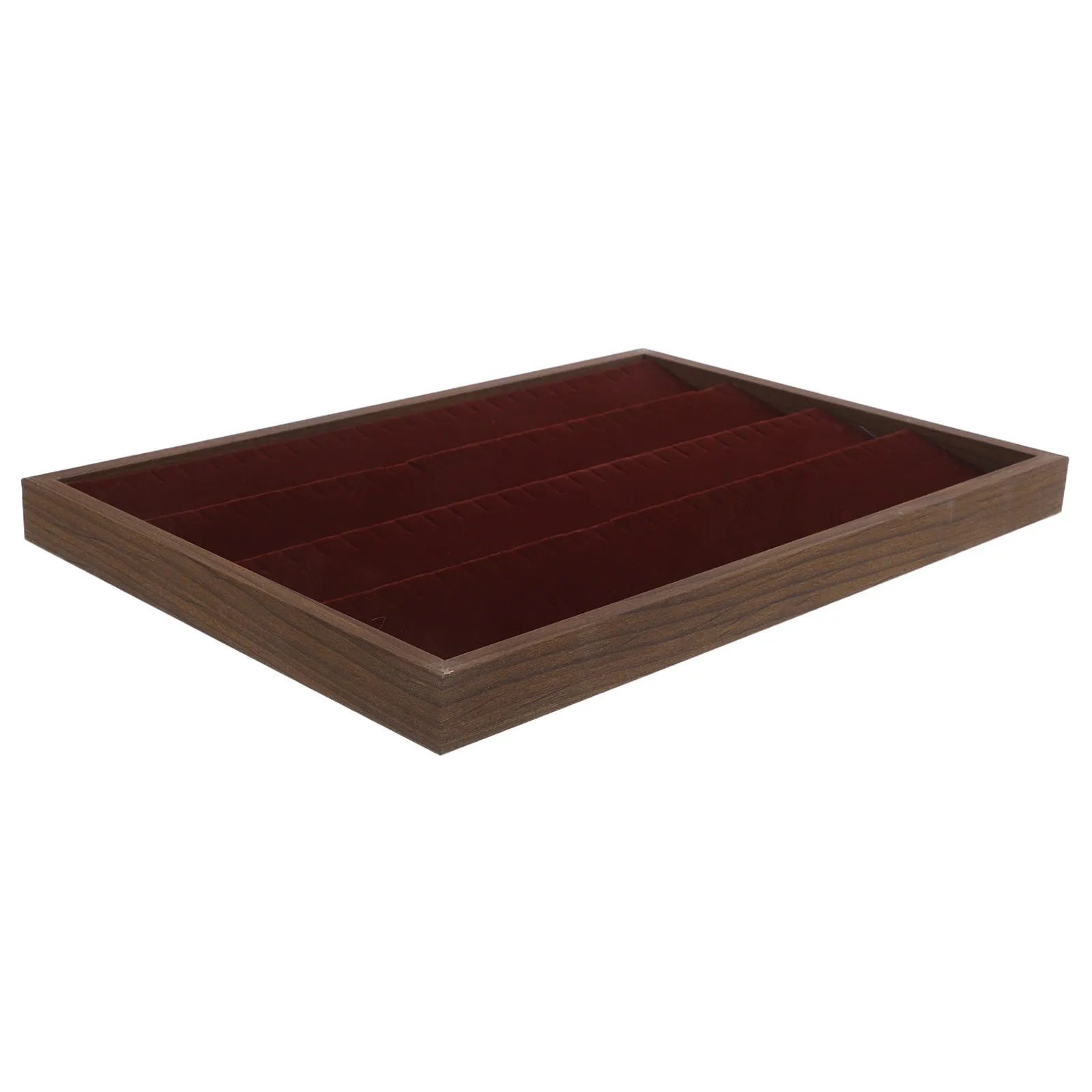 

Stylish Walnut Wood Jewelry Tray Earring Storage Organizer Display Case for Rings Necklaces Bracelets Vanity Decor