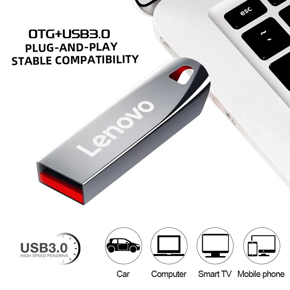 Lenovo Metal Pen Drive High-Speed USB Flash Drive OTG 512GB 256GB 128GB 64GB Portable SSD for PC Photos Videos Network Card