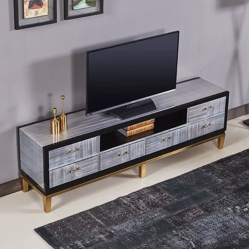 Nordic Modern Simple Solid Wood TV Cabinet Living Room Storage Floor Unit Paint Plated Finish Small Apartment Furniture