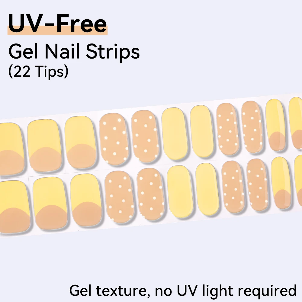 22Tips UV-Free Full Cover Nail Sticker Colorful Polka Dot Nail Polish Strips Long-Lasting Self Adhesive Nail Art DIY Decoration