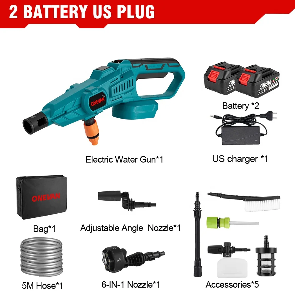 3500W 200Bar Brushless Electric High Pressure Washer Car Wash Water Gun Garden Irrigation Tool for Makita 18V Battery