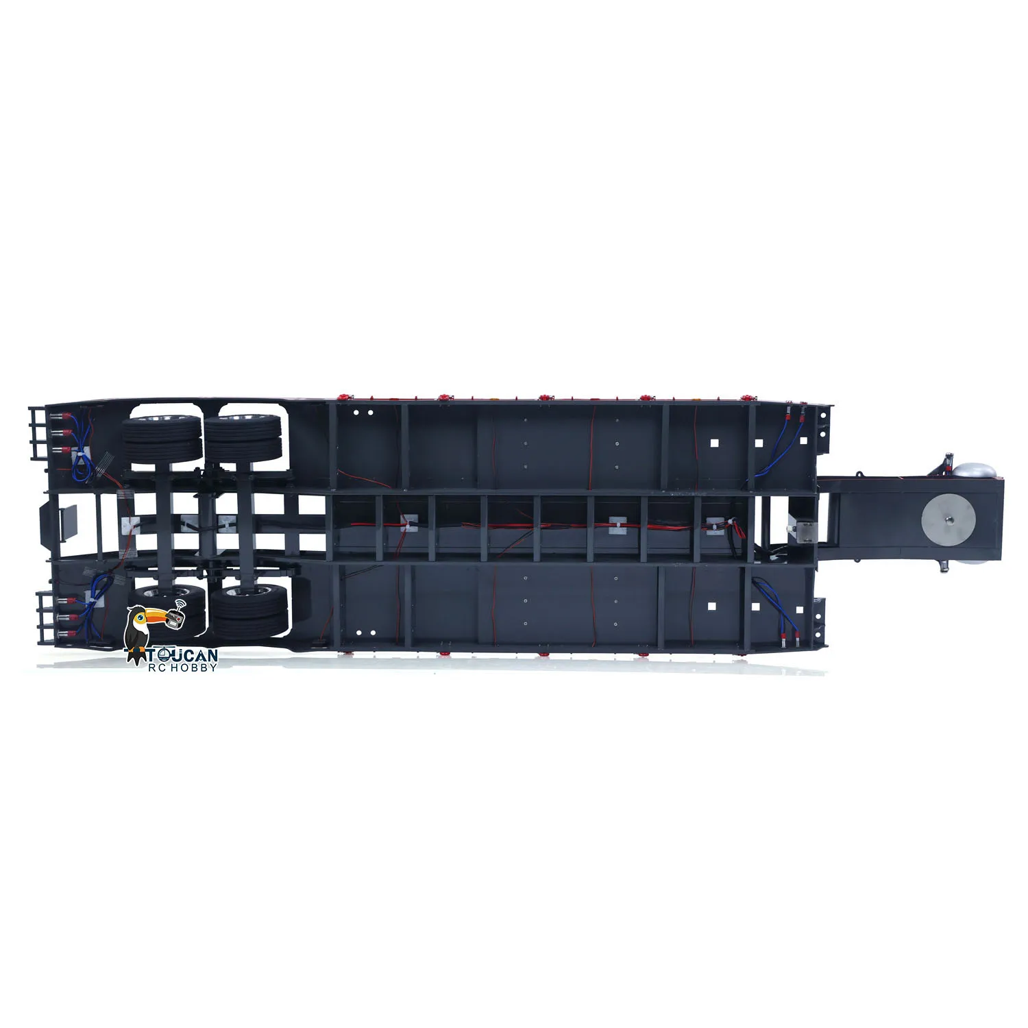 Speelgoed 2 Assen 41.3 Inch Lange Uitgebreide Zwanenhals Lage Flatbed Trailer voor 1/14 TAMIYA RC Tractor Truck Radio Control Digger Loader