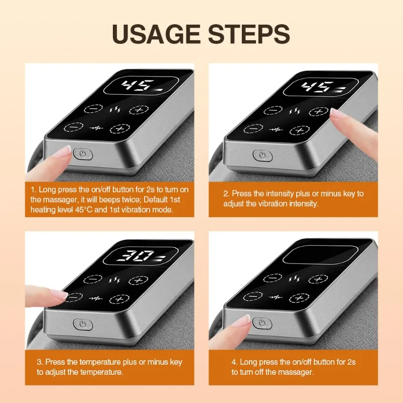 F-F 2Set Cordless Knee Massager Thermal Pad Shoulder Vibration Leg Arm Joint Brace Muscle Relax Muscle Massage Tool