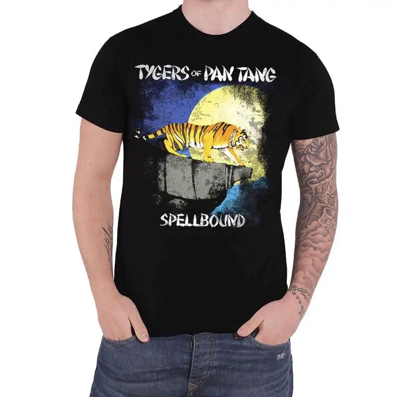 

Футболка Tygers Of Pan Tang с логотипом альбома Spellbound, новая официальная мужская черная футболка