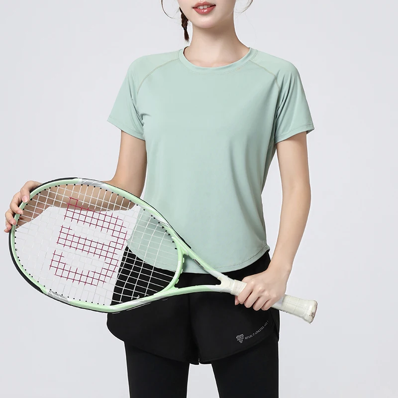 PHIGEER  Quick Dry Running Tops Women Yoga Shirts Tights Top Push Up Workout Gym Clothes Short Sleeve Fitness Sports T-Shirts