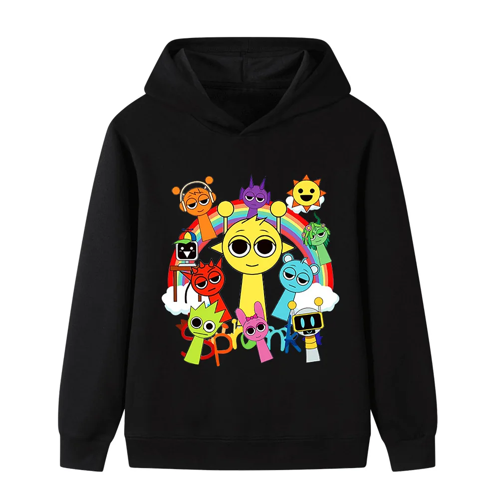 جديد أطفال Sprunki لطيف متعة طباعة مقنعين البلوز الخريف والشتاء في الهواء الطلق عادية مريحة بنين بنات كم طويل #2