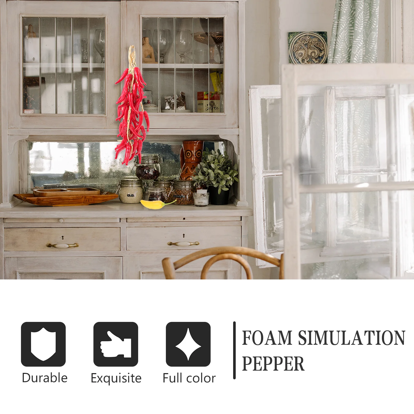 

60Pcs Simulation Chili Peppers Realistic Artificial Hot Pepper Decor for Home Garden Restaurant Photography Props
