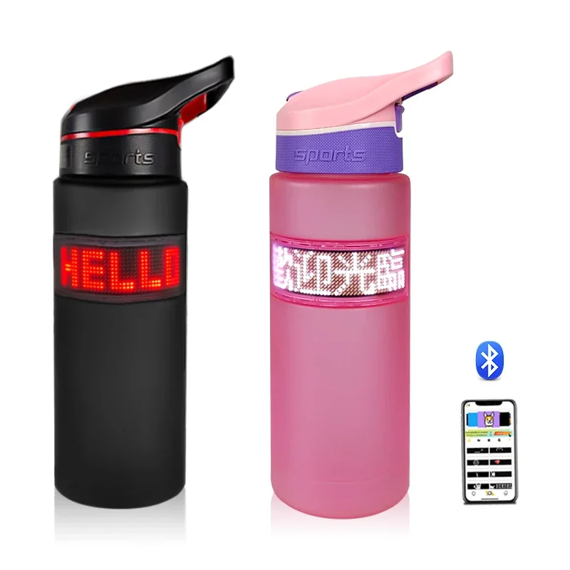 Water Bottle with LED Display Screen Colorful Promotion LED Water Cup for Advertising Messages Moving Sceen